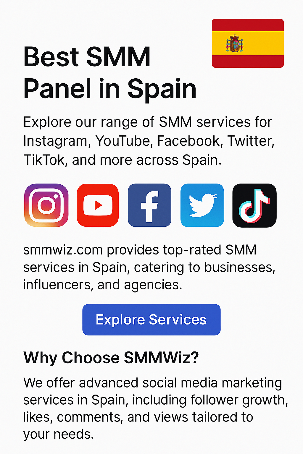SMM Panel Spain 2026 – Cheapest & Best SMM Services | Smmwiz.com