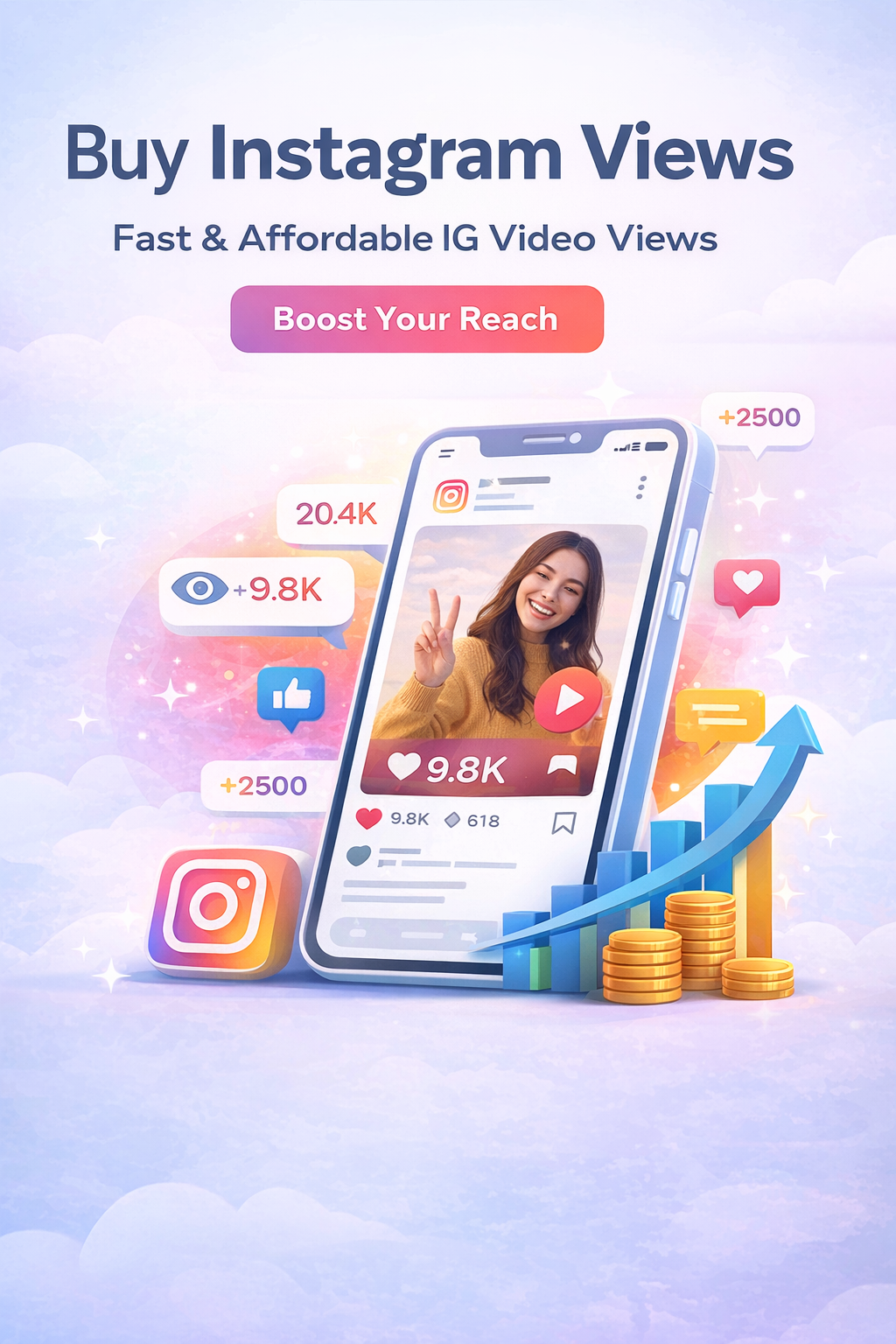 Buy Instagram views service to increase Instagram video views, Reel reach, and engagement