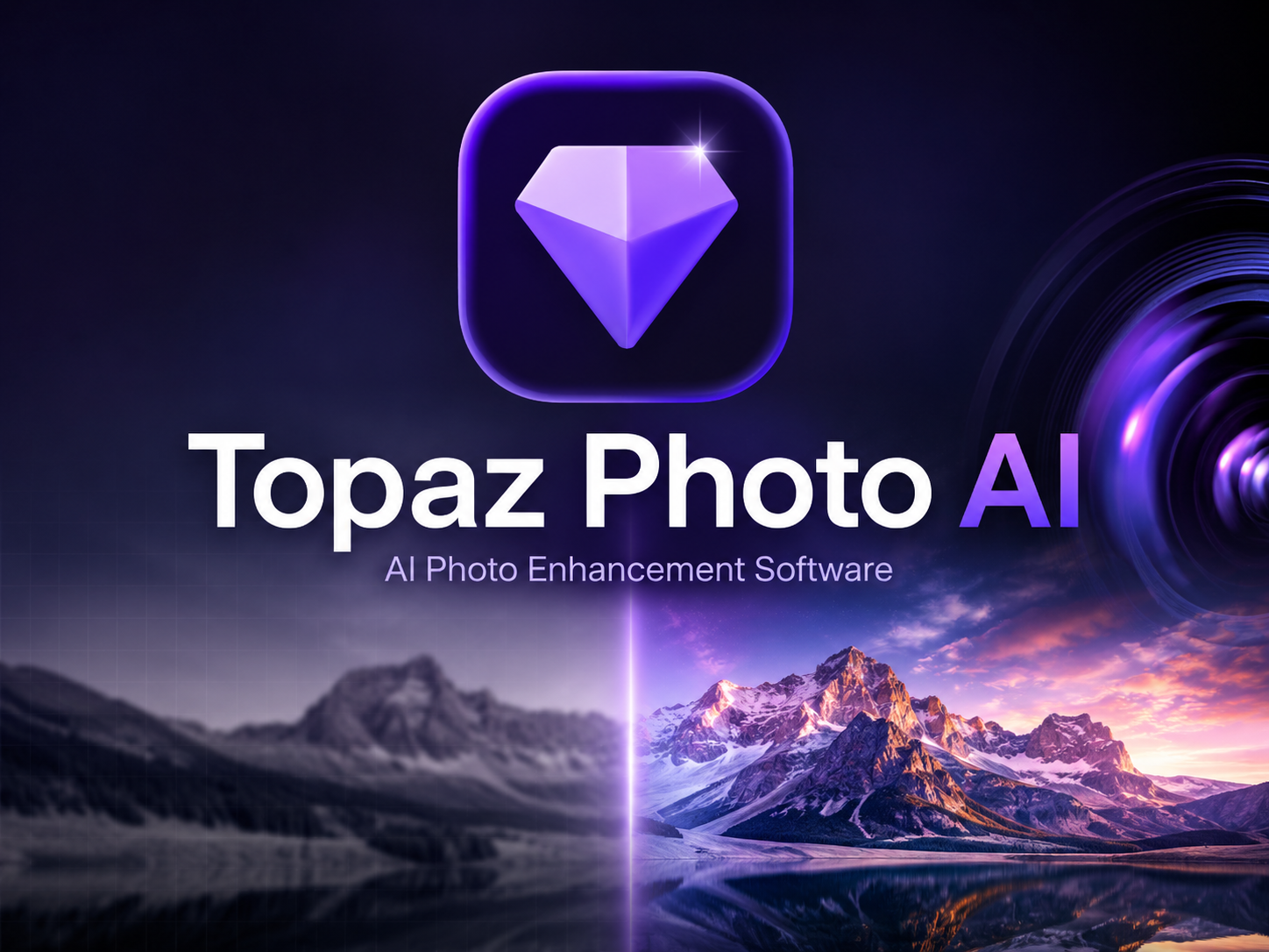 Topaz Photo AI for photo sharpening, noise reduction, image upscaling, and AI image enhancement