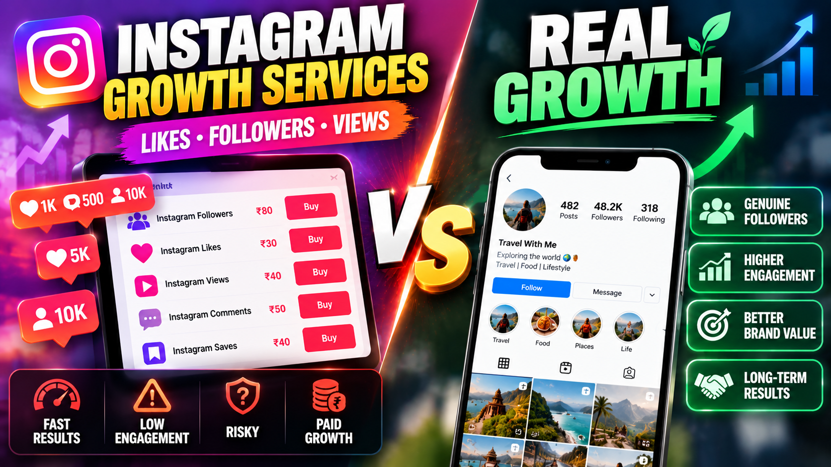 Instagram Growth Services vs Real Growth