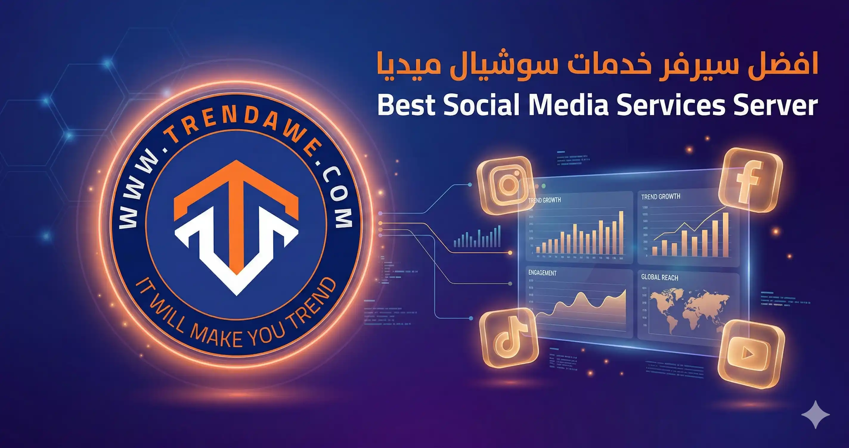 Social media services SMM panel dashboard showing followers, likes, and views orders