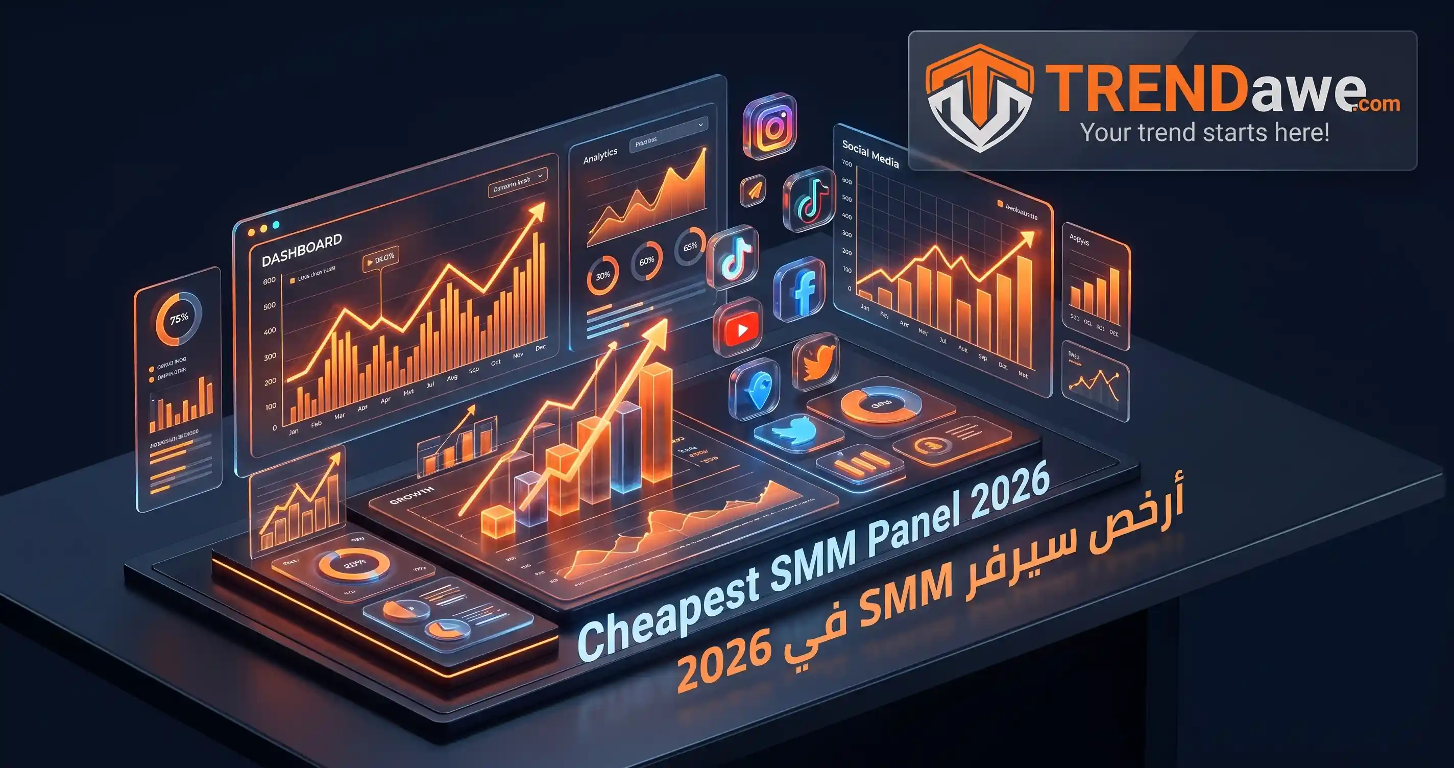 واجهة موقع ترنداوي أرخص سيرفر SMM في 2026 لخدمات السوشيال ميديا.