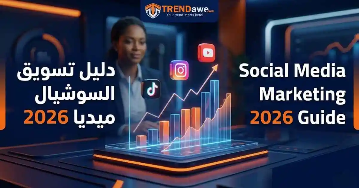 Comprehensive Social Media Marketing 2026 strategy infographic featuring TRENDawe branding.