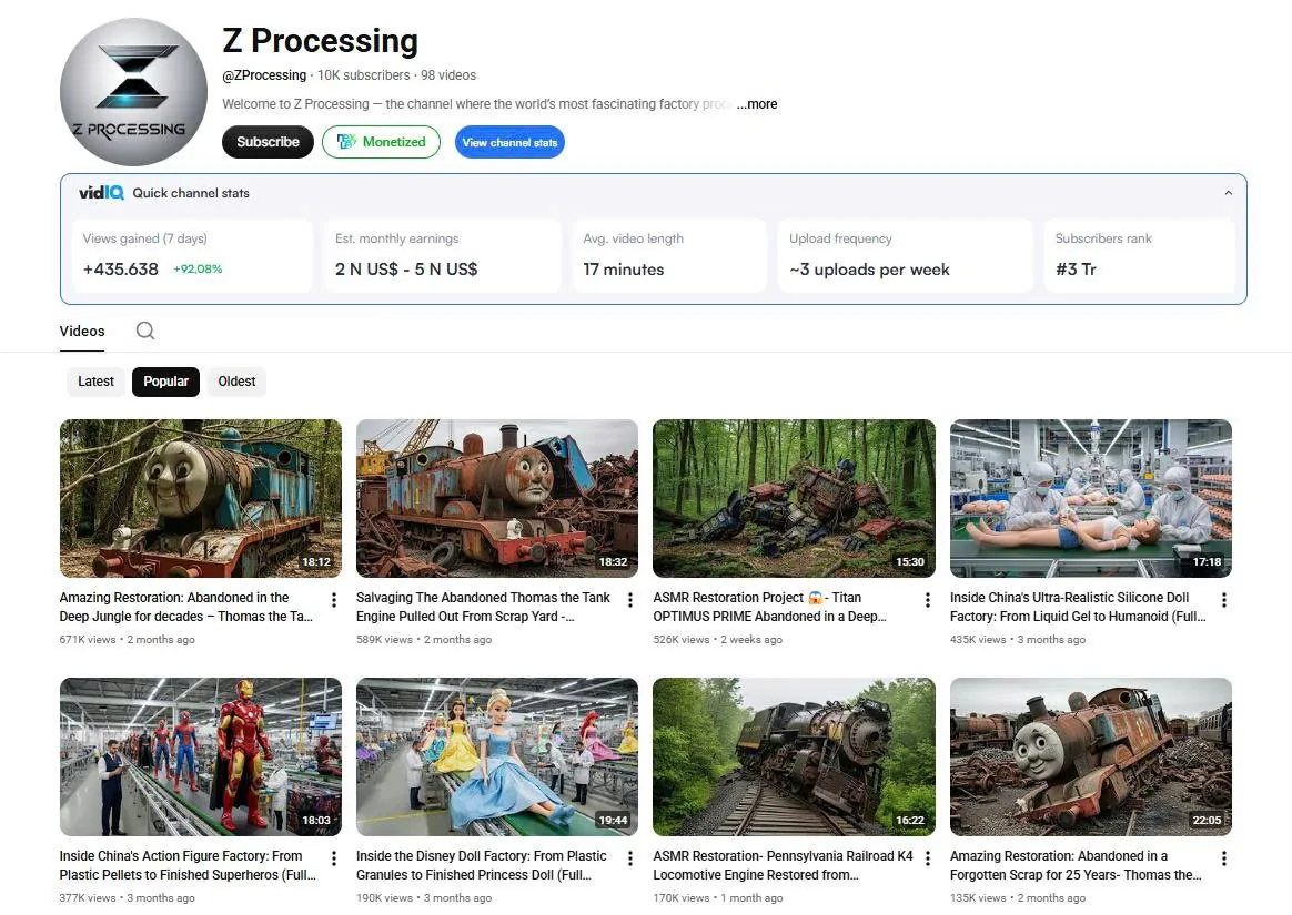 Ngách video phục chế bằng AI: phân tích kênh Z Processing