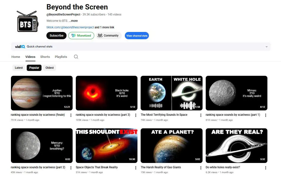 Ngách YouTube vũ trụ bí ẩn: phân tích kênh Beyond the Screen