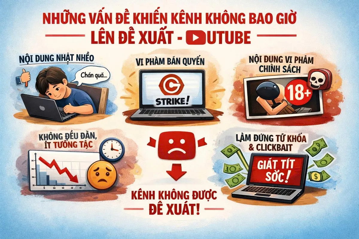 Thuật toán YouTube: 10 lý do kênh mãi không lên đề xuất