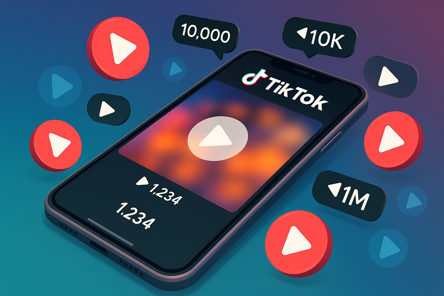 Representação de vídeo no TikTok recebendo muitas visualizações e engajamento