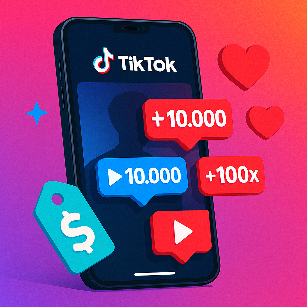 Representação de vídeo no TikTok recebendo visualizações grátis e curtidas para crescer no app