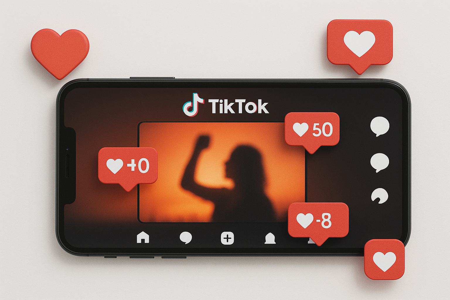 Representação de vídeo no TikTok recebendo muitas curtidas para impulsionar crescimento