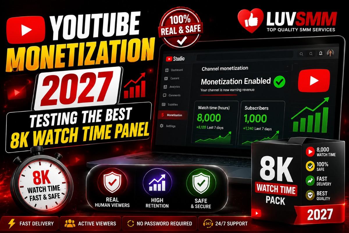 Buy YouTube Monetization Pack 2027: Testing the Best 8k Watch Time Panel