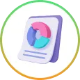 Document with colorful pie chart representing high-quality analytics and services - SmmBazzar