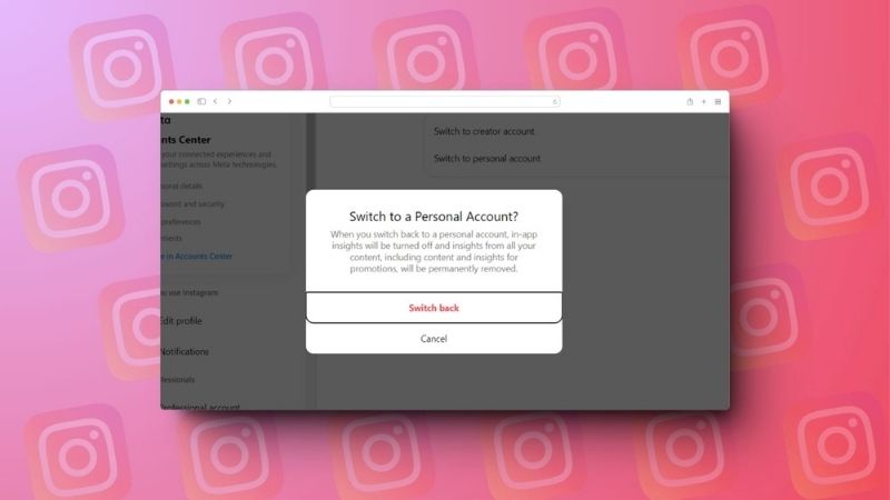 Can I switch between a business and personal account on Instagram?
