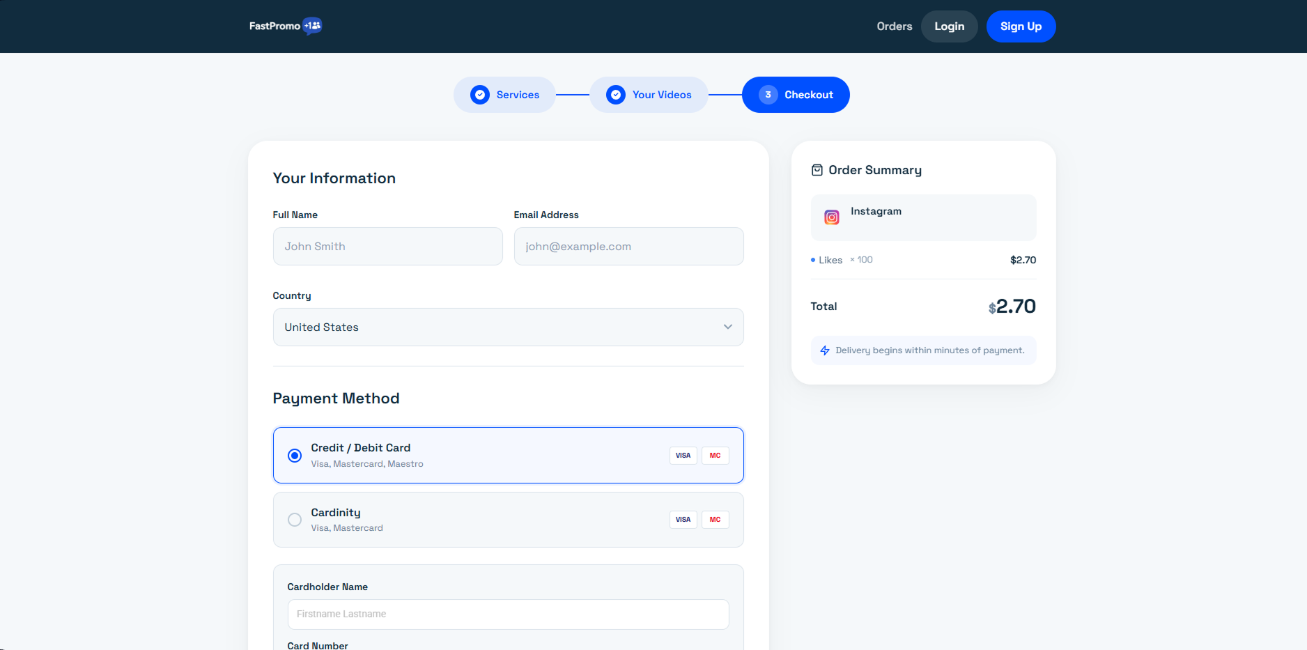 Screenshot: FastPromo order delivery