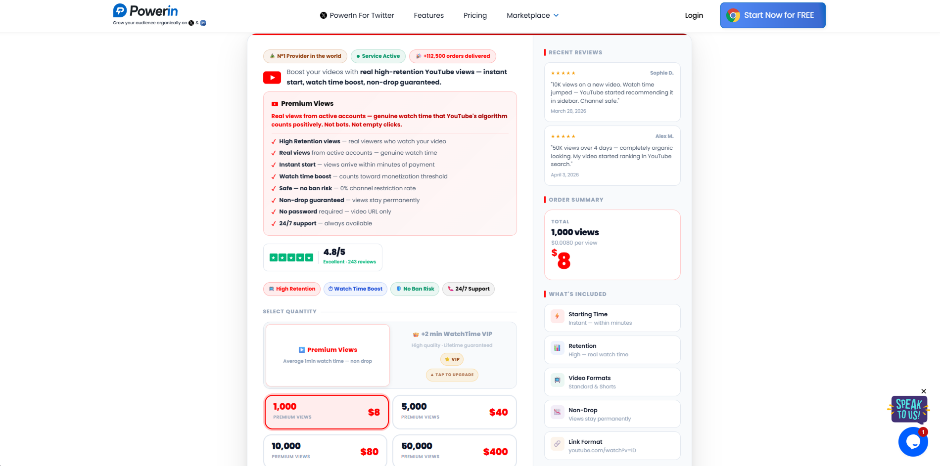 Powerin order page