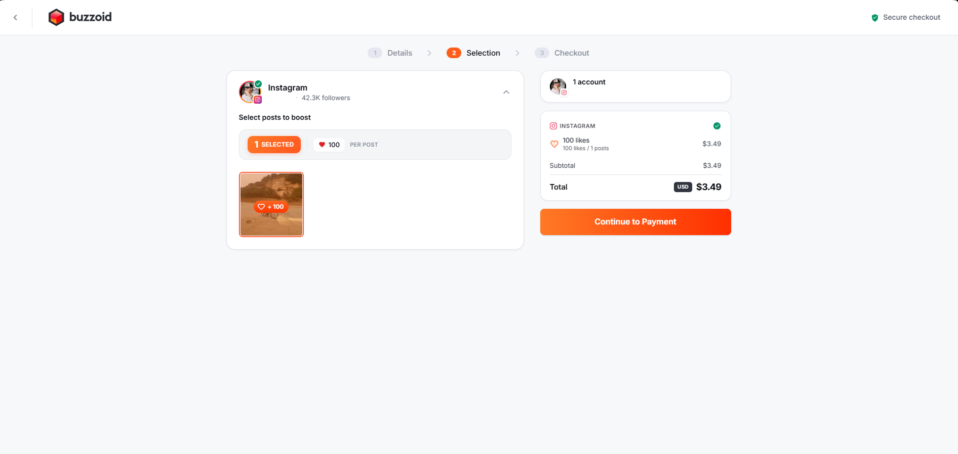 Screenshot: Checkout page