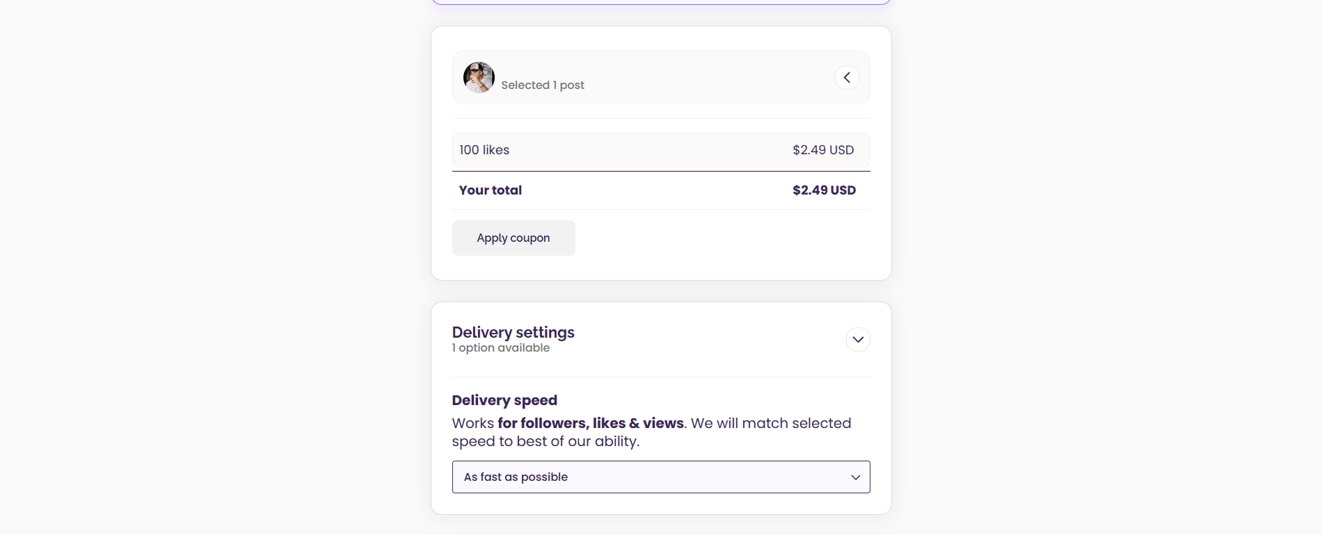 Screenshot: Order status and delivery progress