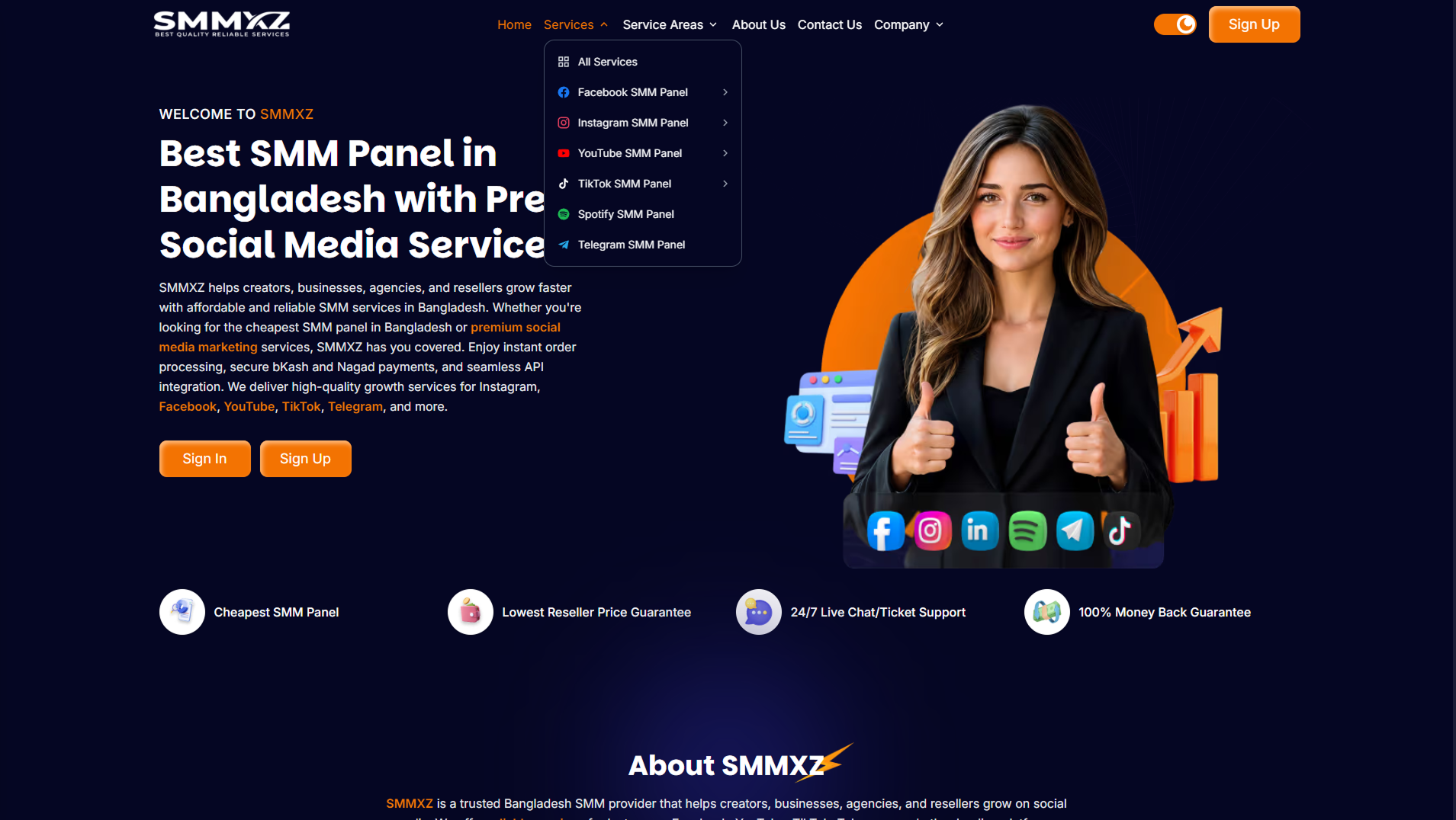 Screenshot: SMMXZ landing page