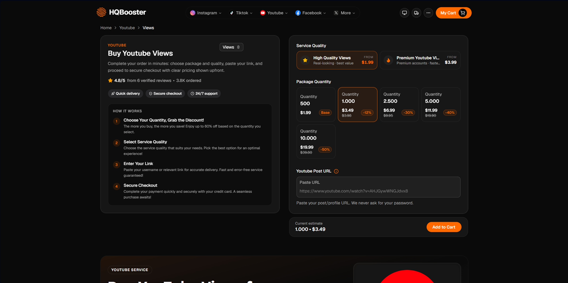 HQBooster order page