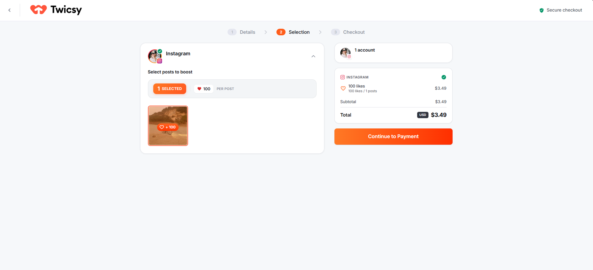 Screenshot: Twicsy order delivery