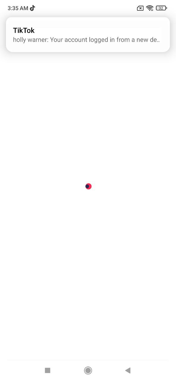 Уведомление об успешном входе в TikTok