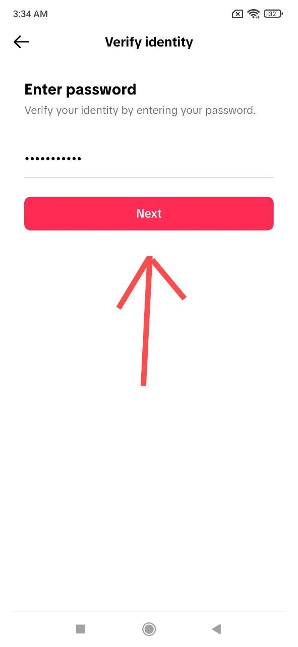 Ввод пароля TikTok