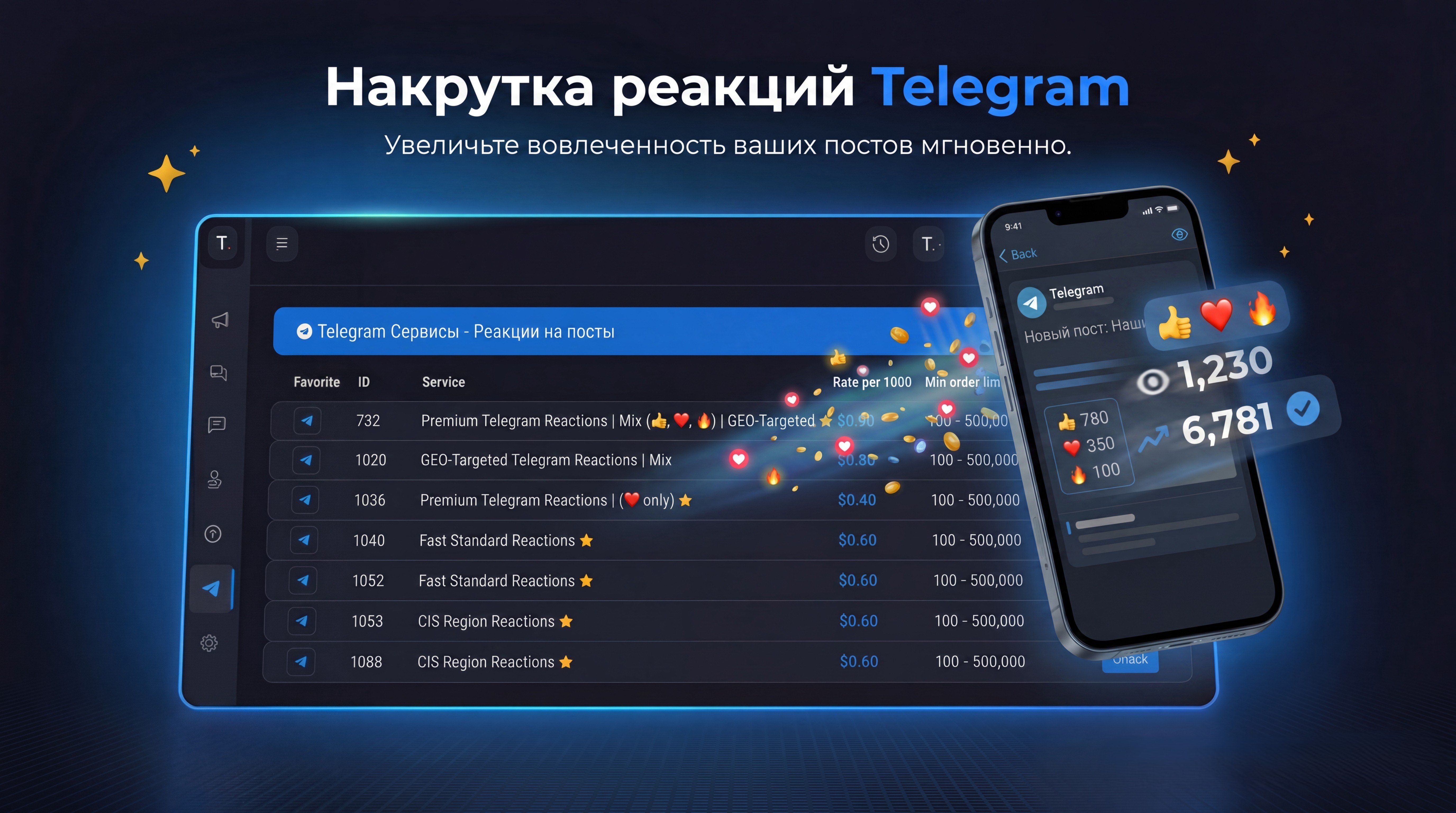 Накрутка реакций Telegram