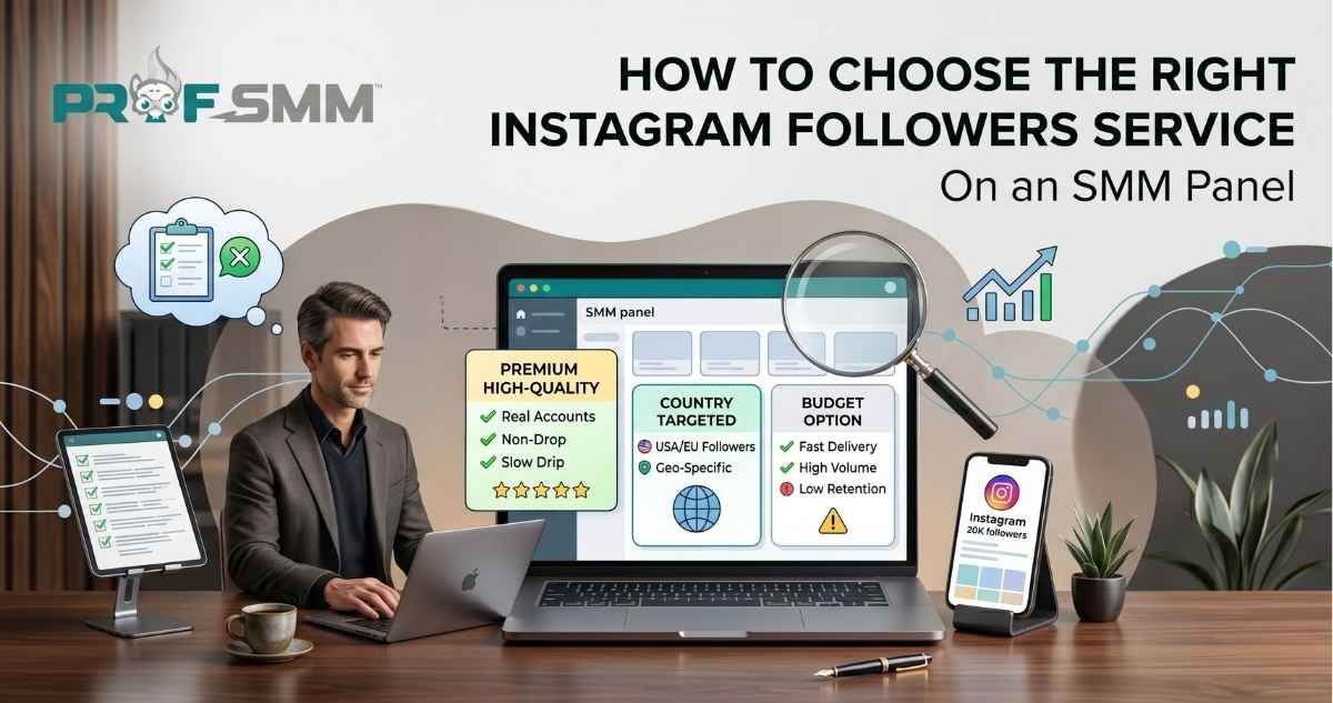 Person choosing Instagram followers service on SMM panel dashboard