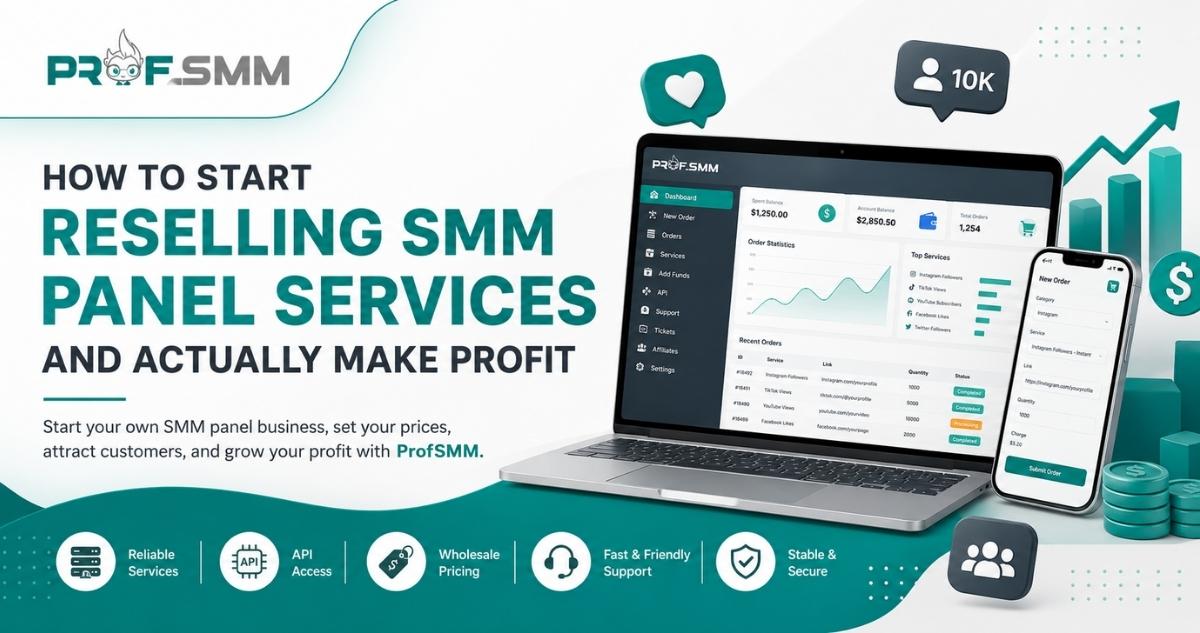 Illustration of SMM panel reseller storefront dashboard