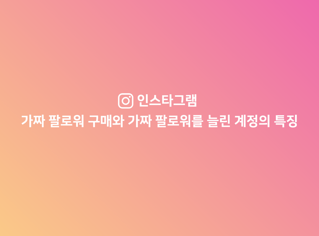 인스타그램 가짜 팔로워 구매와 가짜 팔로워를 늘린 계정의 특징