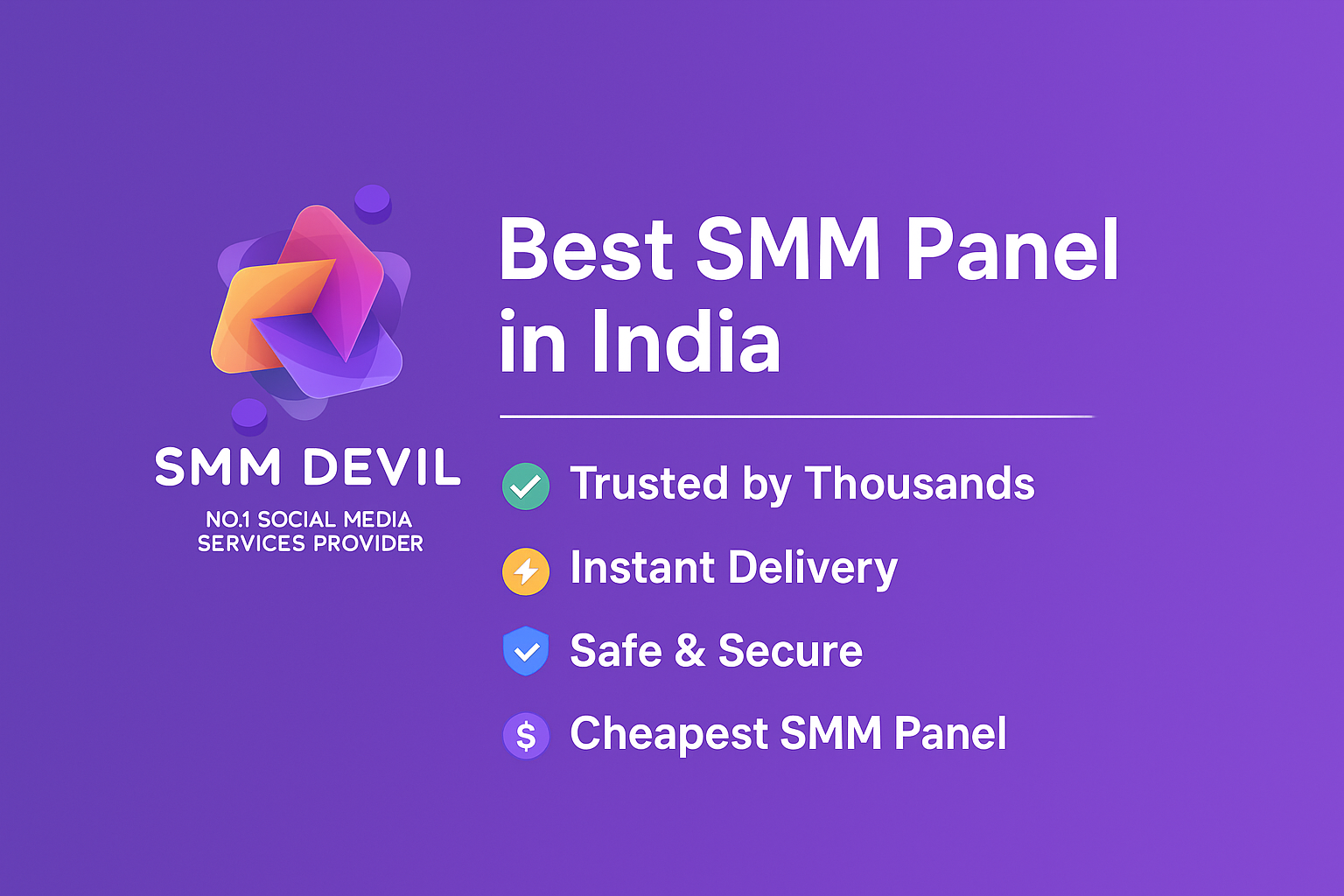 Best SMM Panel in India – SMMDEVIL Social Media Services Banner Promotional banner for SMMDEVIL, India’s best and cheapest SMM panel, showcasing instant delivery, trusted reseller services, and social media growth solutions for platforms like YouTube, Telegram, Facebook, and Instagram.