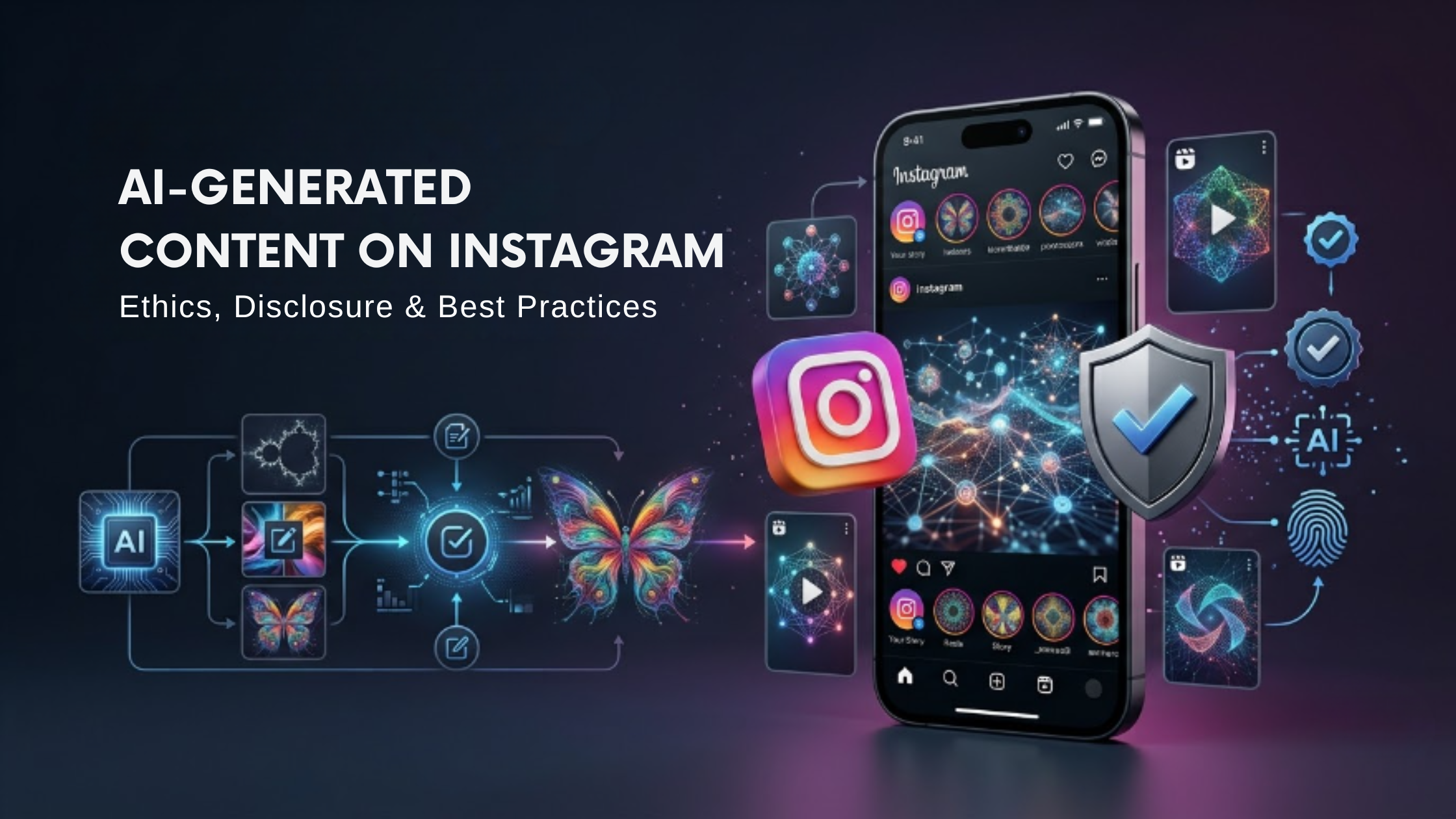 AI-generated content on Instagram 2026 showing ethical AI social media marketing, content disclosure practices, and audience engagement growth strategies.