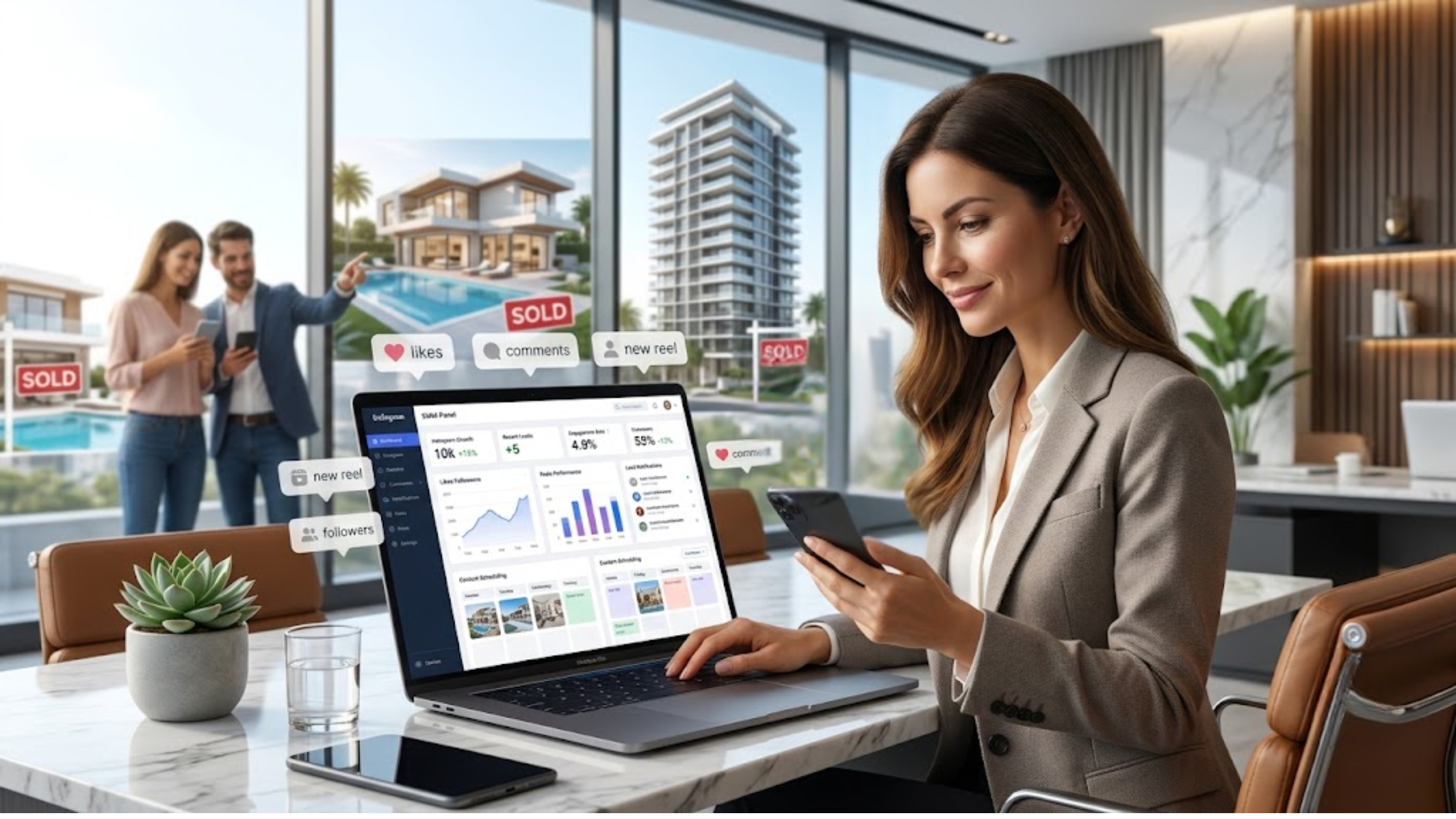 Real estate agent using Instagram marketing and SMM Panel Services to generate property leads and grow social media presence in 2026