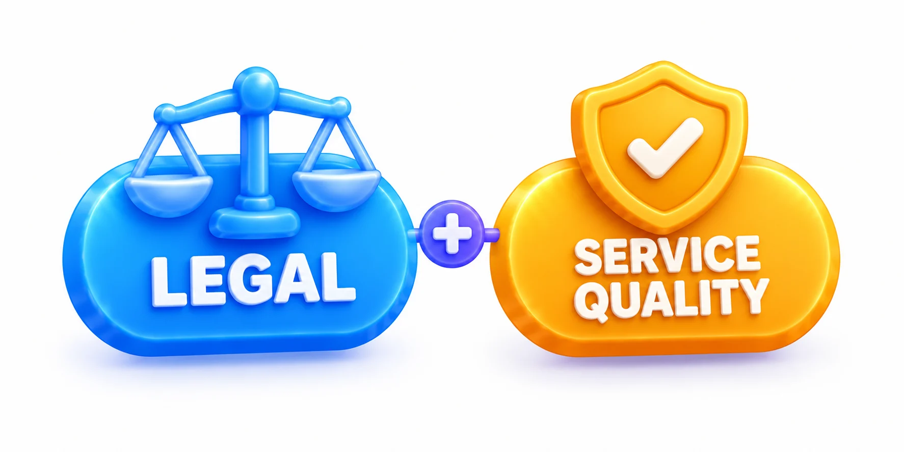 Icons representing legal use and service quality assurance for Telegram SMM panel orders