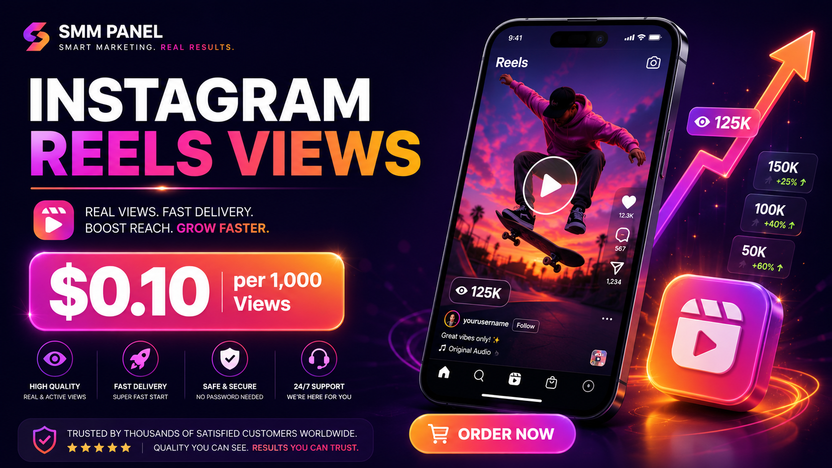 Instagram Reels Views SMM panel - $0.10 per 1000 views
