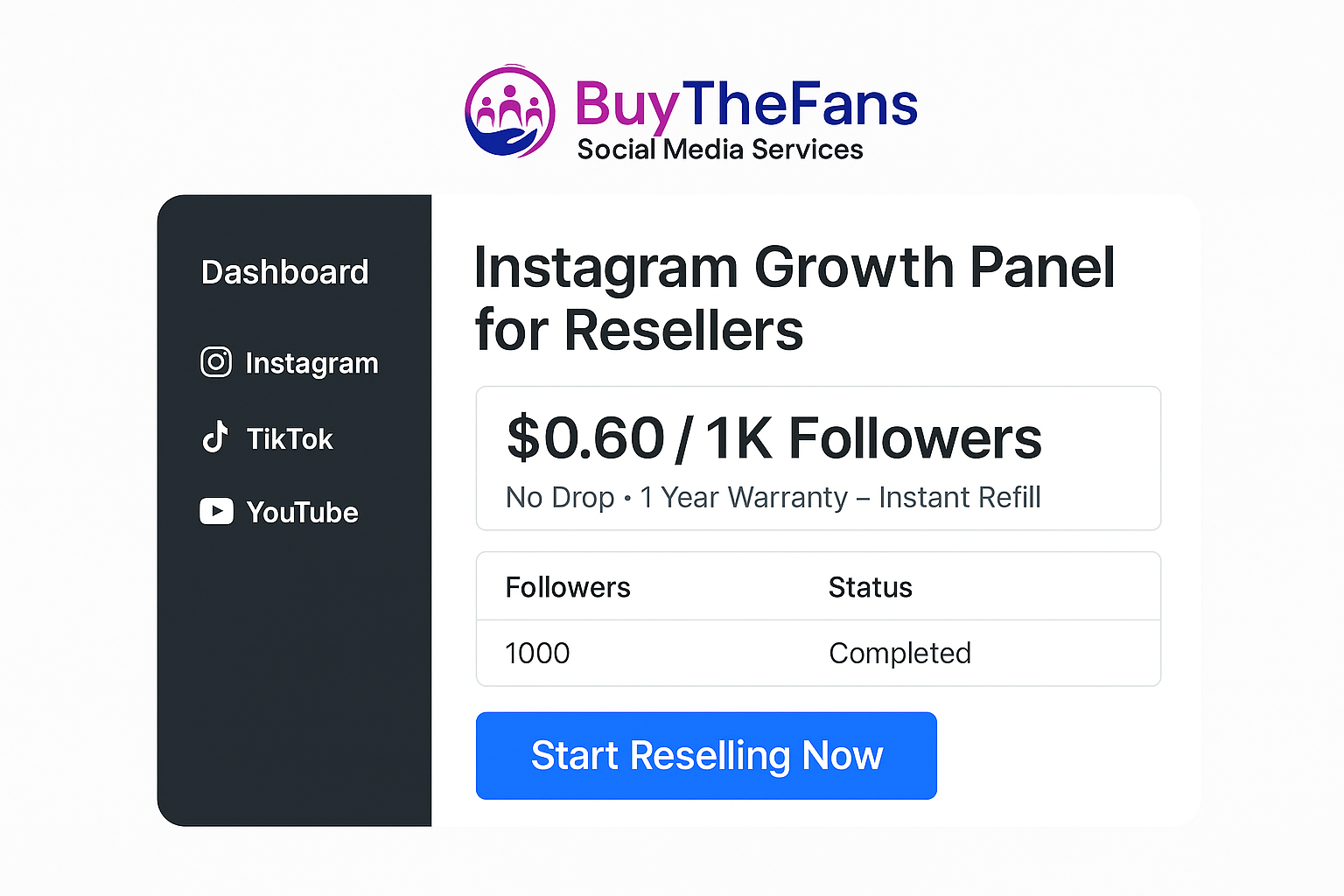 Instagram Followers No Drop SMM Panel - $0.60 per 1000 Followers