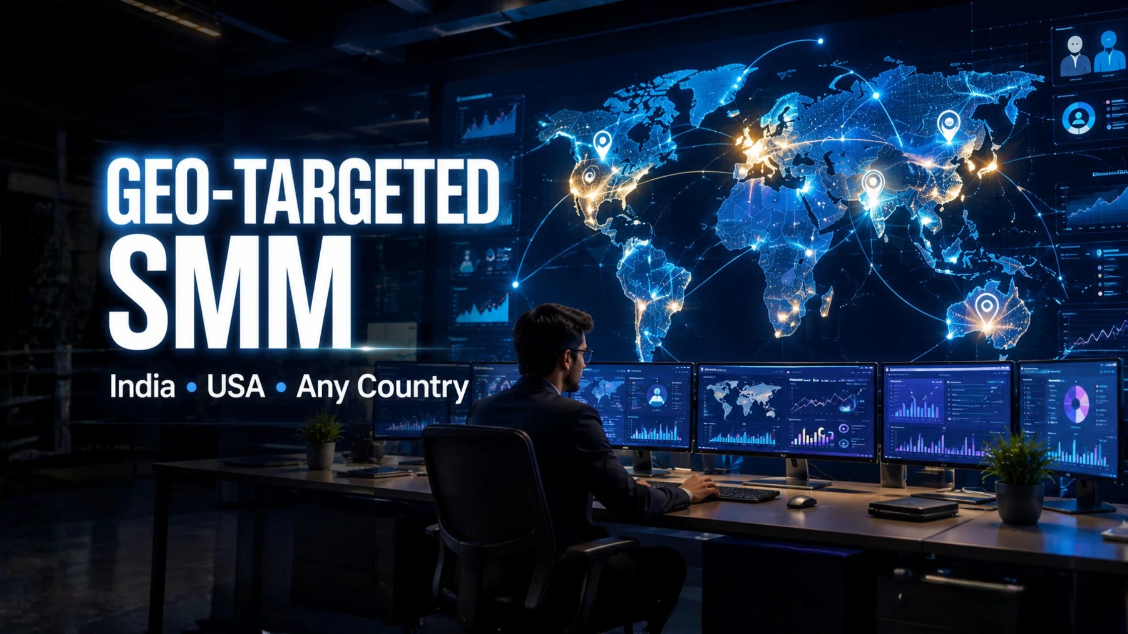 Geo Targeted Social Media Marketing with SMM Panel Services helping businesses reach audiences in India, USA, UK, and worldwide