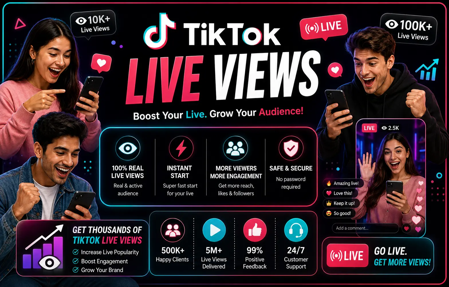 Buy TikTok live views service for live stream activity