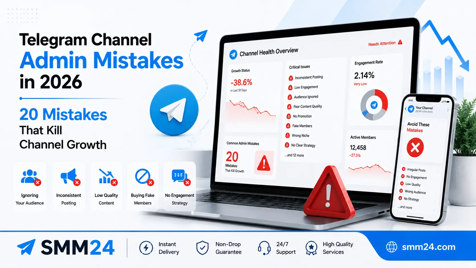 Telegram channel admin mistakes in 2026 - 20 mistakes that kill channel growth