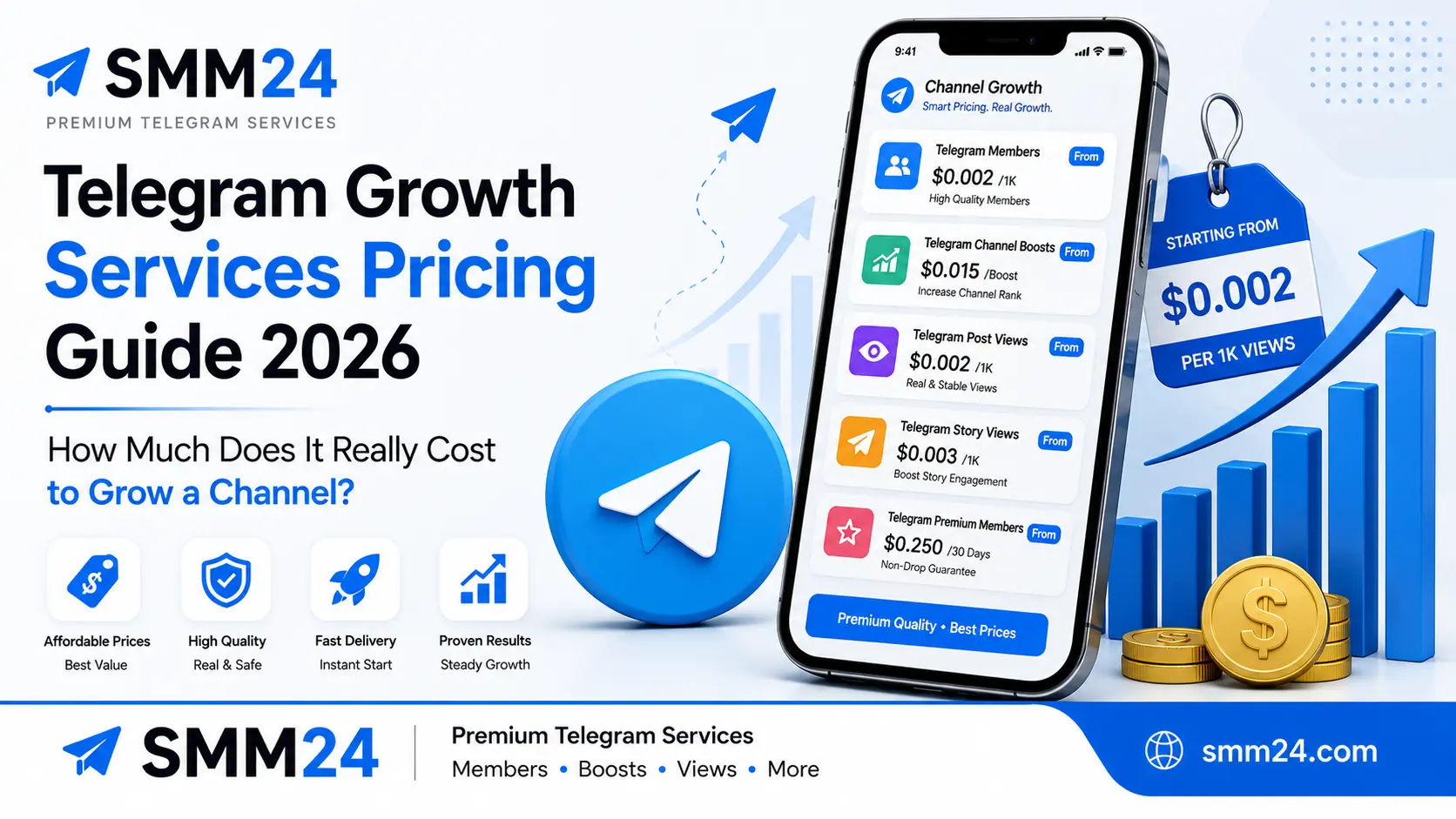 Telegram growth services pricing guide 2026 - real costs to grow your channel