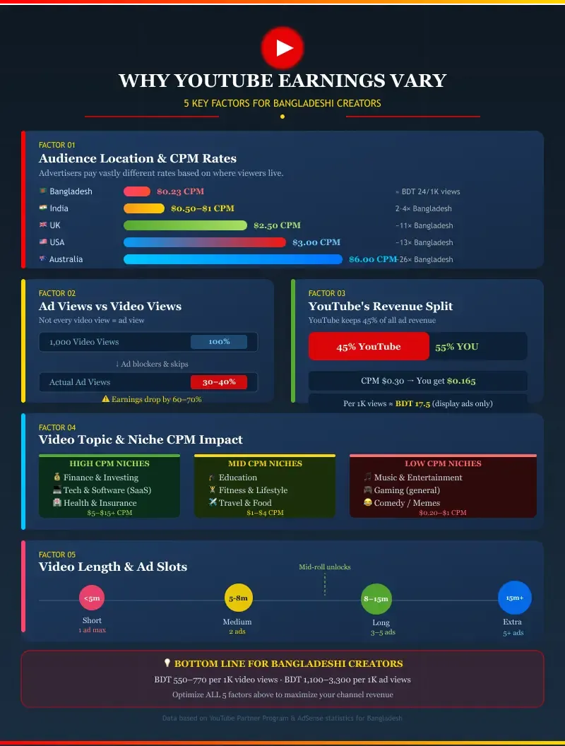 WHY YOUTUBE EARNINGS VARY