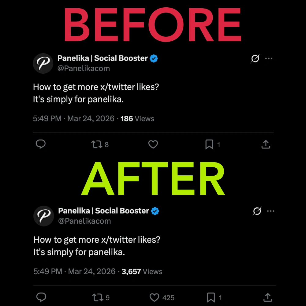 Before and after comparison of Twitter tweet likes growth from Panelika campaign