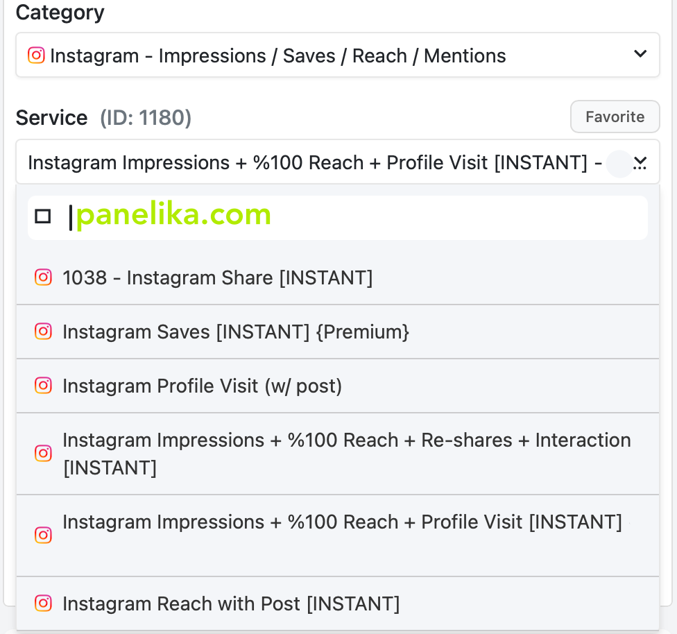 Sample Instagram post engagement package options