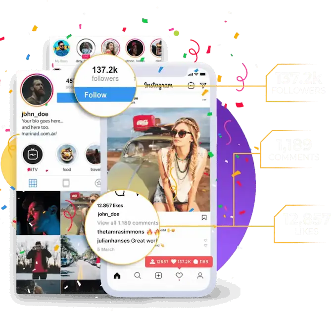 A mobile display showing  Social Media Profile Metrics