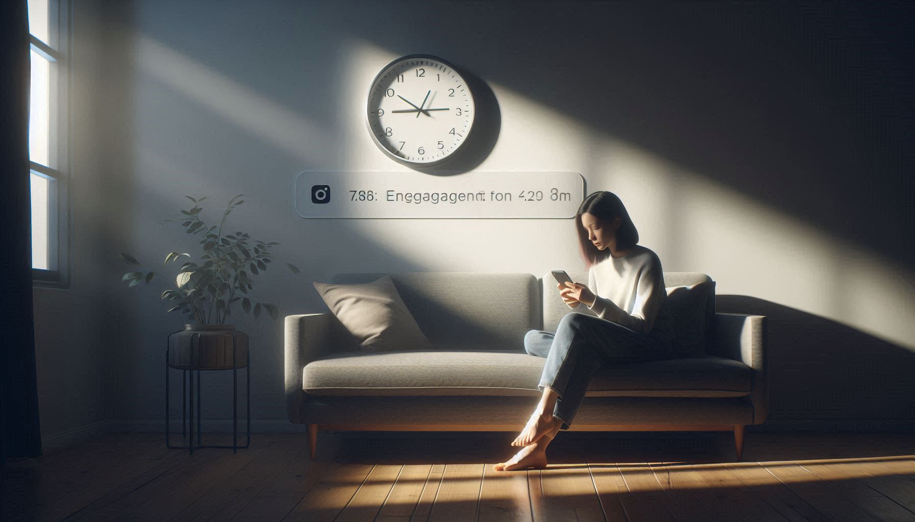 Instagram profile waiting for organic growth with low engagement over time