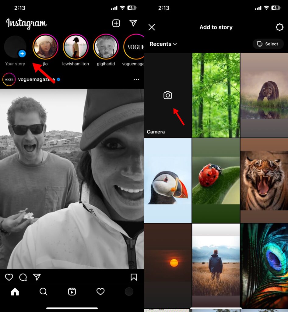 Instagram Story Layout collage example with symmetric grid
