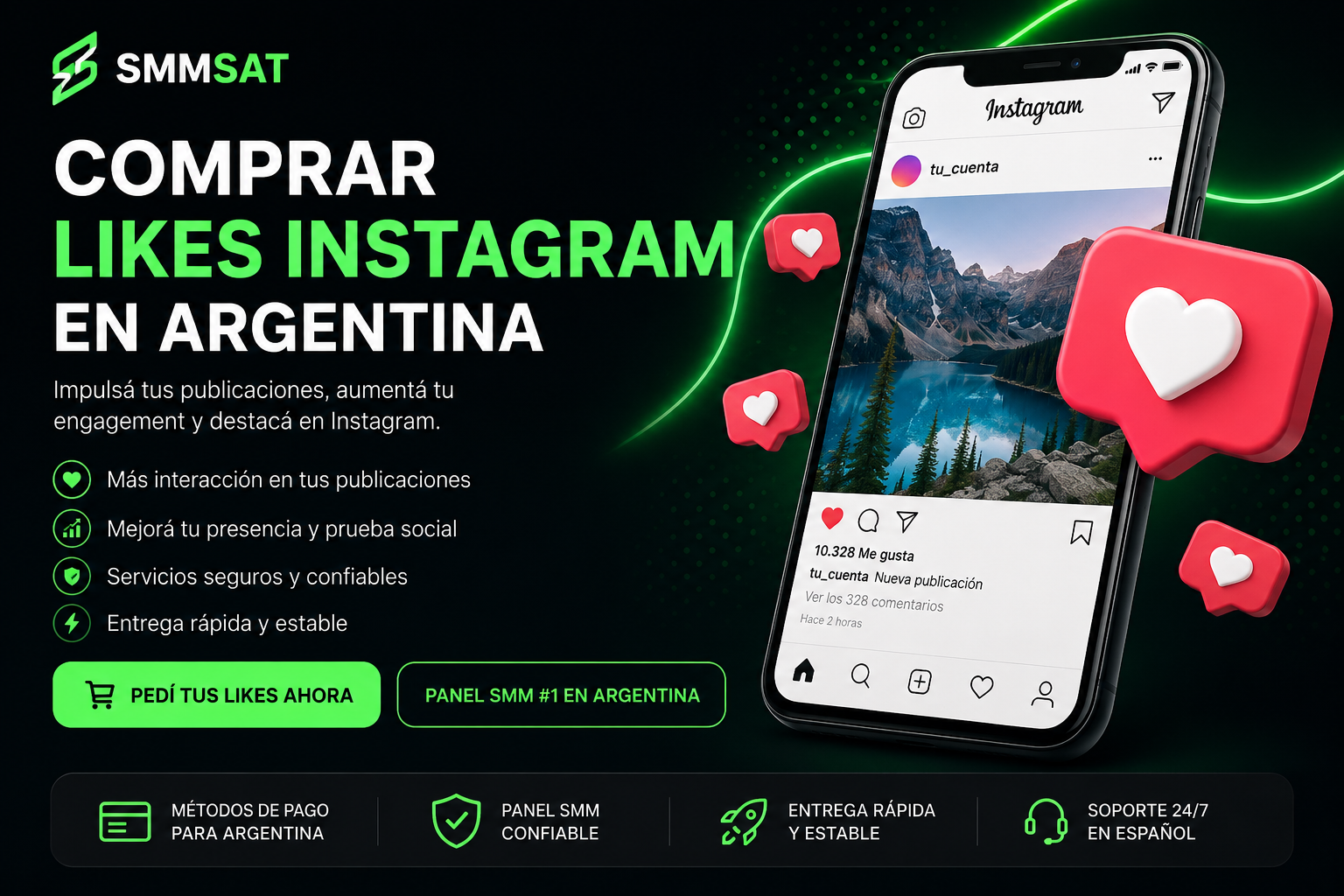 Comprar likes Instagram en Argentina SMMSAT