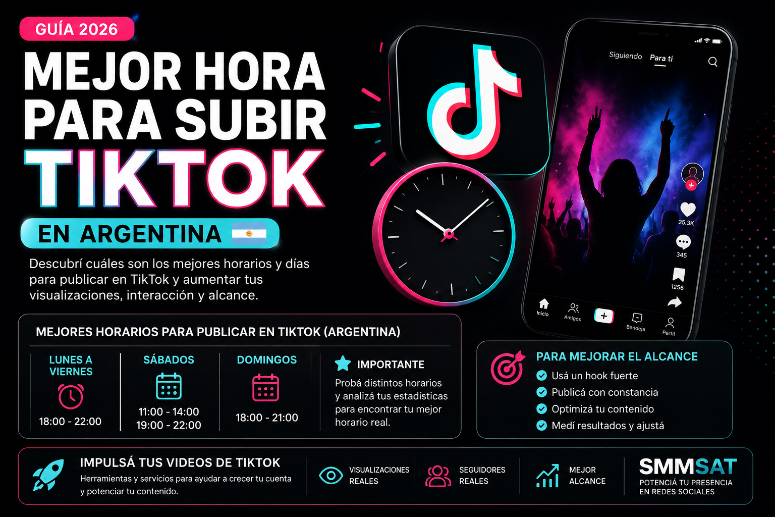 Mejor Hora para Subir TikTok en Argentina | Guía 2026