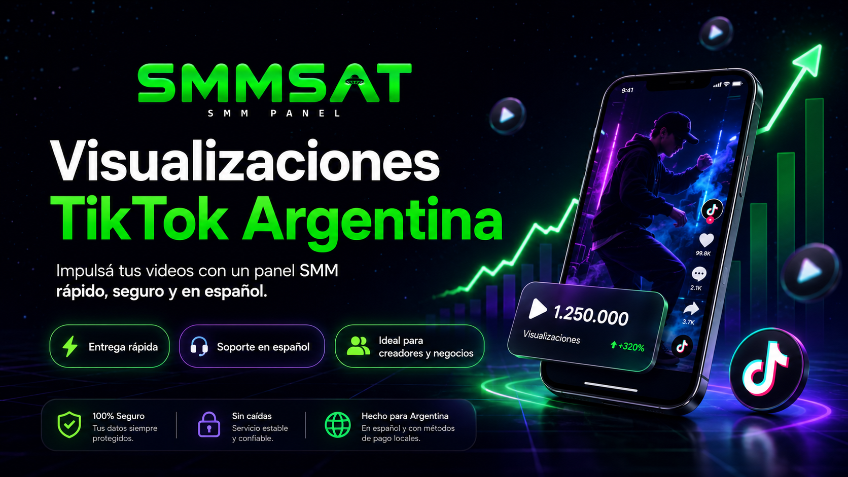 Comprar visualizaciones TikTok Argentina y vistas para videos con SMMSAT
