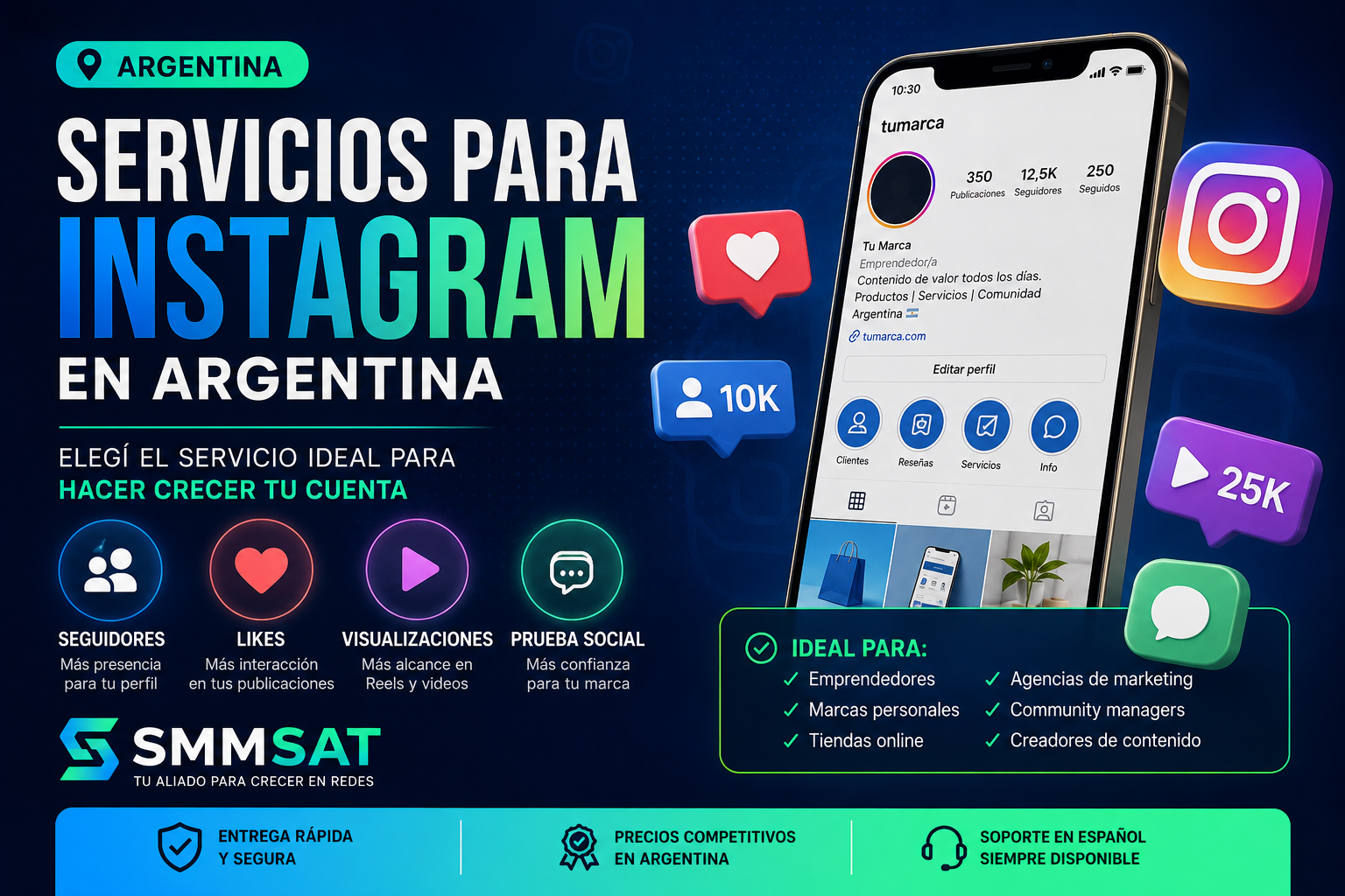 Servicios para Instagram en Argentina: seguidores, likes, visualizaciones y prueba social para crecer