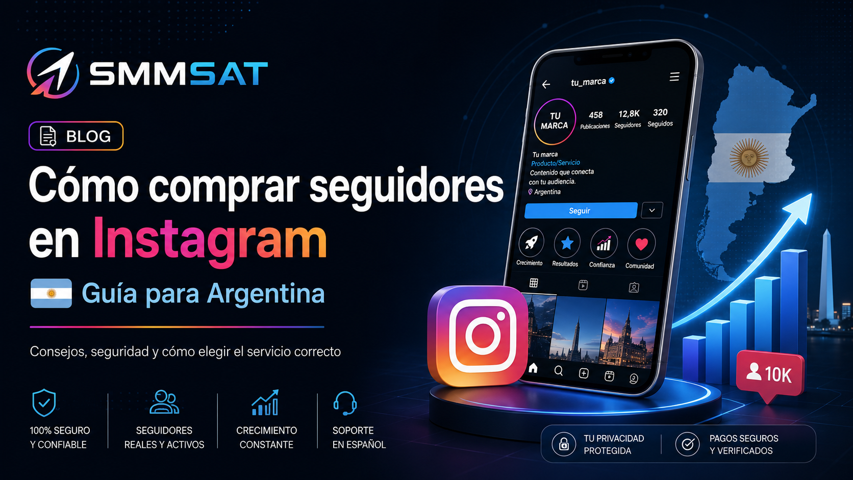 Guía de SMMSAT sobre cómo comprar seguidores en Instagram en Argentina de forma simple y segura